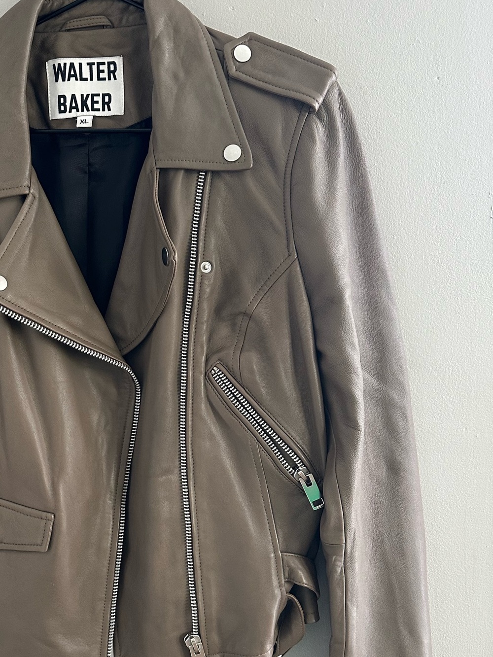 JACKETS & COATS◾️ Walter Baker Olive Taupe Leather Moto Jacket